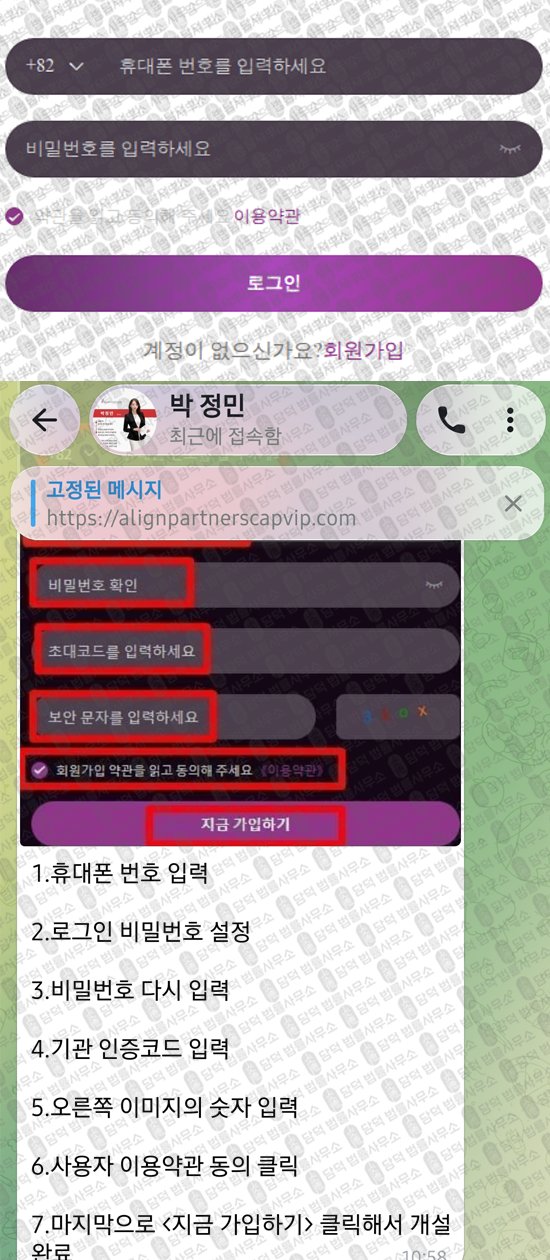 이 사진은 담덕법률사무소에서 캡쳐해둔 사칭(ALIGN PARTNERS) 웹사이트 캡쳐 사진이며 URL은 alignpartnerscapvip.com 입니다.