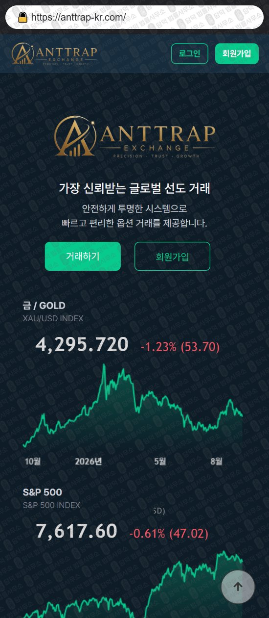 이 사진은 담덕법률사무소에서 캡쳐해둔 글로벌(ANTTRAP) 웹사이트 캡쳐 사진이며 URL은 anttrap-kr.com 입니다.