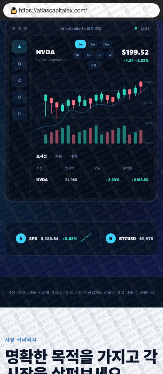 이 사진은 담덕법률사무소에서 캡쳐해둔 증권거래소(Atlas Max) 웹사이트 캡쳐 사진이며 URL은 atlascapitalex.com 입니다.