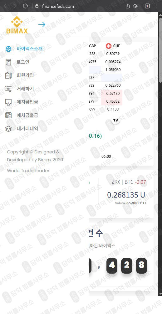 이 사진은 담덕법률사무소에서 캡쳐해둔 바이맥스(Bimax) 웹사이트 캡쳐 사진이며 URL은 financefeds.com 입니다.