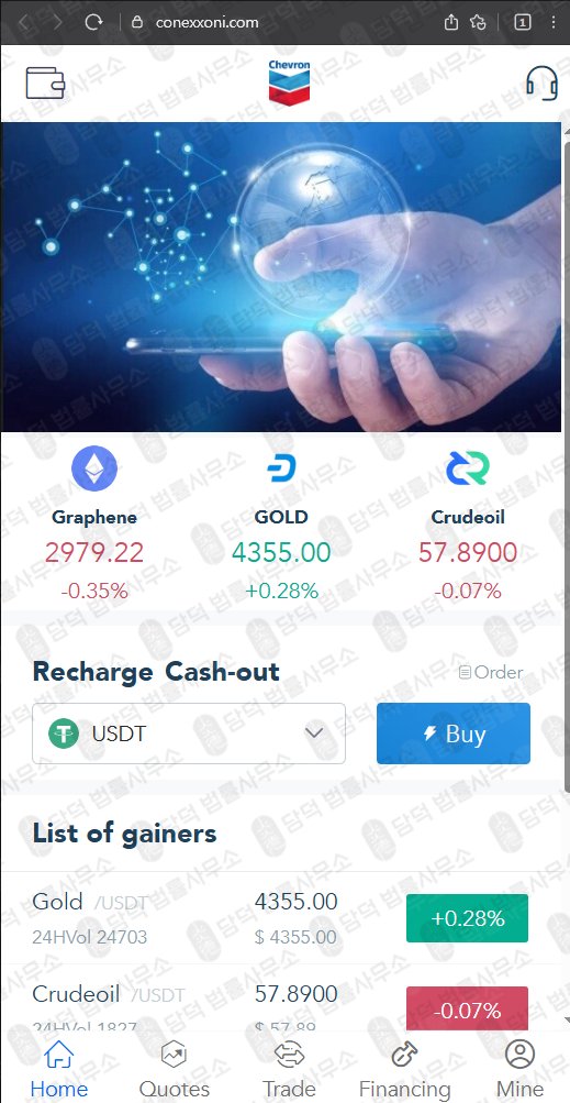 이 사진은 담덕법률사무소에서 캡쳐해둔 셰브론(Chevron) 웹사이트 캡쳐 사진이며 URL은 conexxoni.com 입니다.