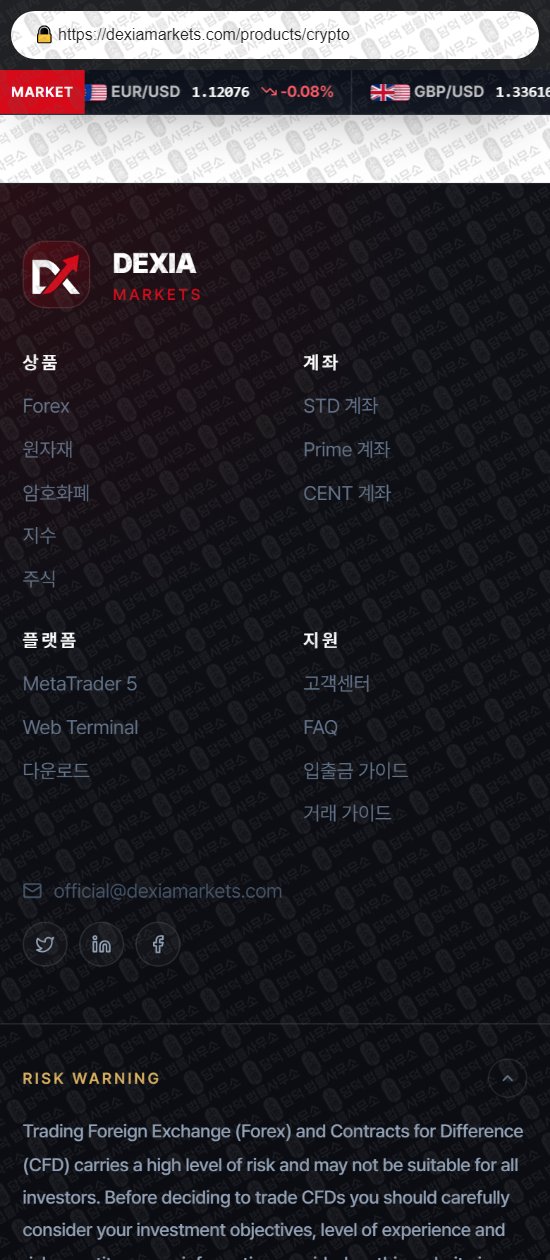 이 사진은 담덕법률사무소에서 캡쳐해둔 덱시아마켓(DEXIA Markets) 웹사이트 캡쳐 사진이며 URL은 dexiamarkets.com 입니다.
