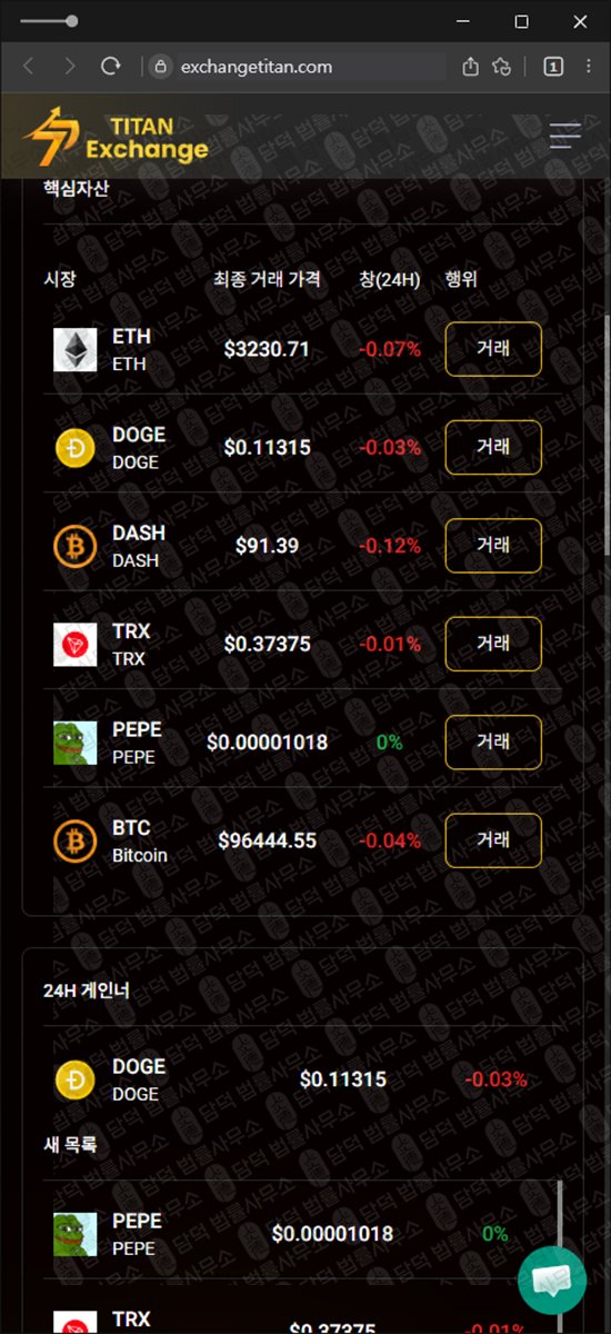 이 사진은 담덕법률사무소에서 캡쳐해둔 타이탄(Exchange Titan) 웹사이트 캡쳐 사진이며 URL은 exchangetitan.com 입니다.
