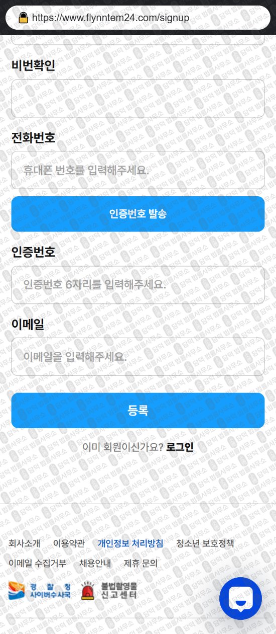 이 사진은 담덕법률사무소에서 캡쳐해둔 플린템(URL) 웹사이트 캡쳐 사진이며 URL은 flynntem24.com 입니다.