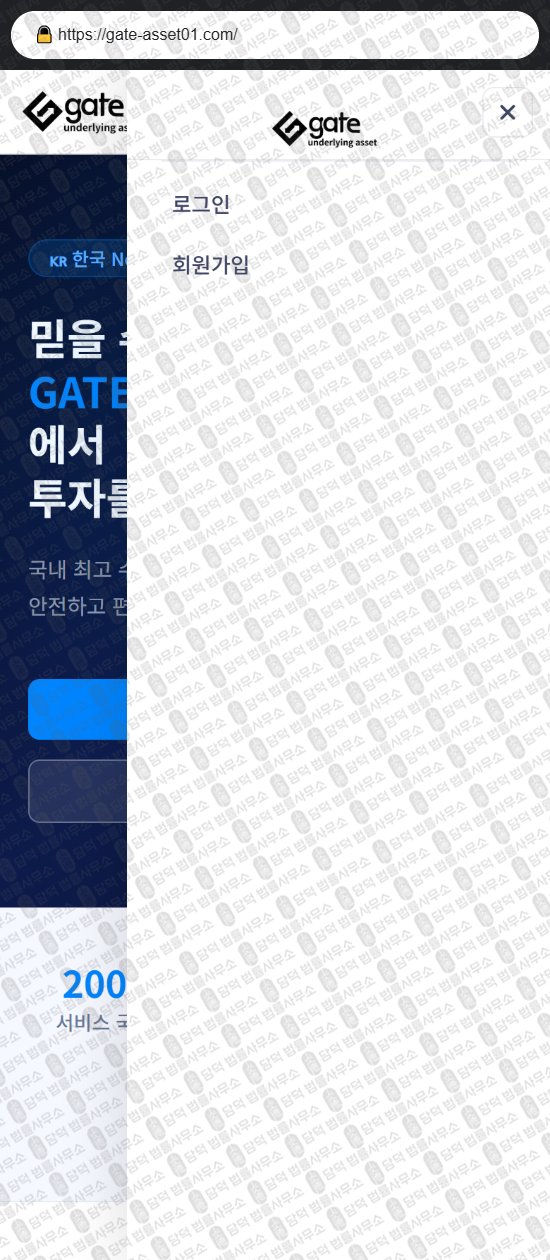 이 사진은 담덕법률사무소에서 캡쳐해둔 연계(GATE) 웹사이트 캡쳐 사진이며 URL은 gate-asset01.com 입니다.