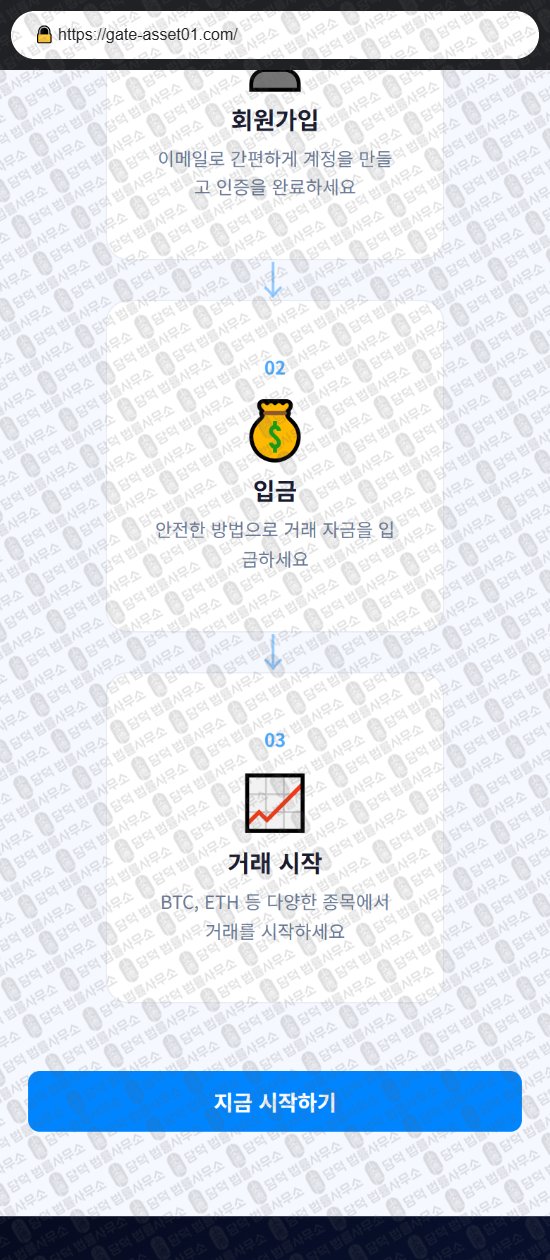 이 사진은 담덕법률사무소에서 캡쳐해둔 연계(GATE) 웹사이트 캡쳐 사진이며 URL은 gate-asset01.com 입니다.