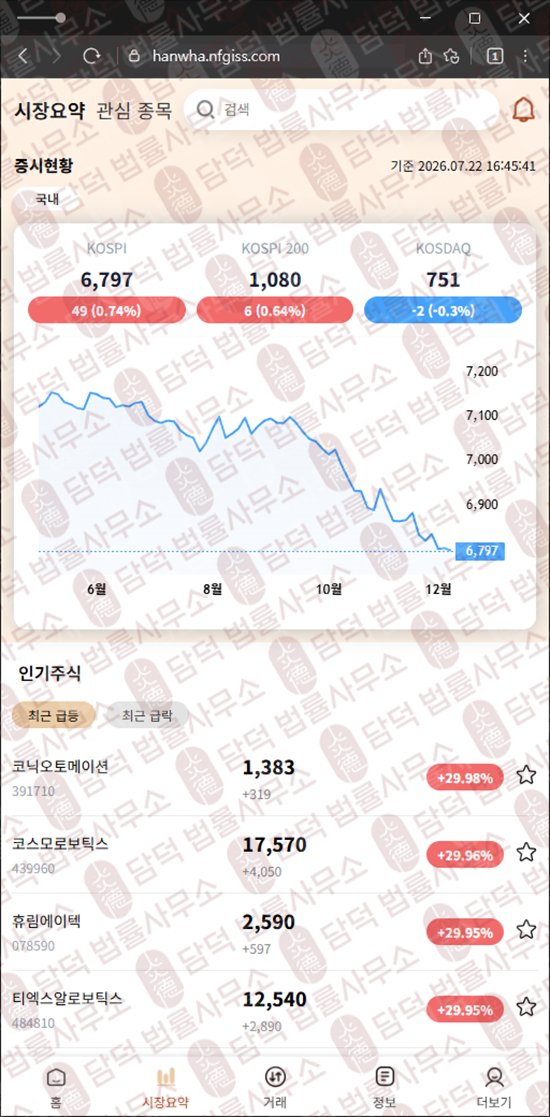 이 사진은 담덕법률사무소에서 캡쳐해둔 투자증권(URL) 웹사이트 캡쳐 사진이며 URL은 nfgiss.com 입니다.