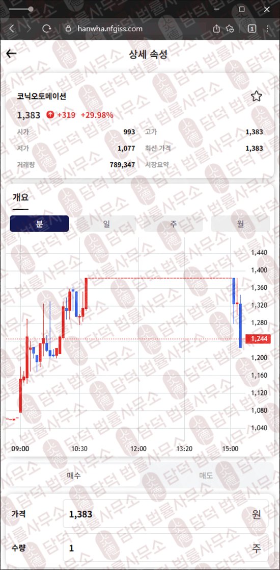 이 사진은 담덕법률사무소에서 캡쳐해둔 투자증권(URL) 웹사이트 캡쳐 사진이며 URL은 nfgiss.com 입니다.