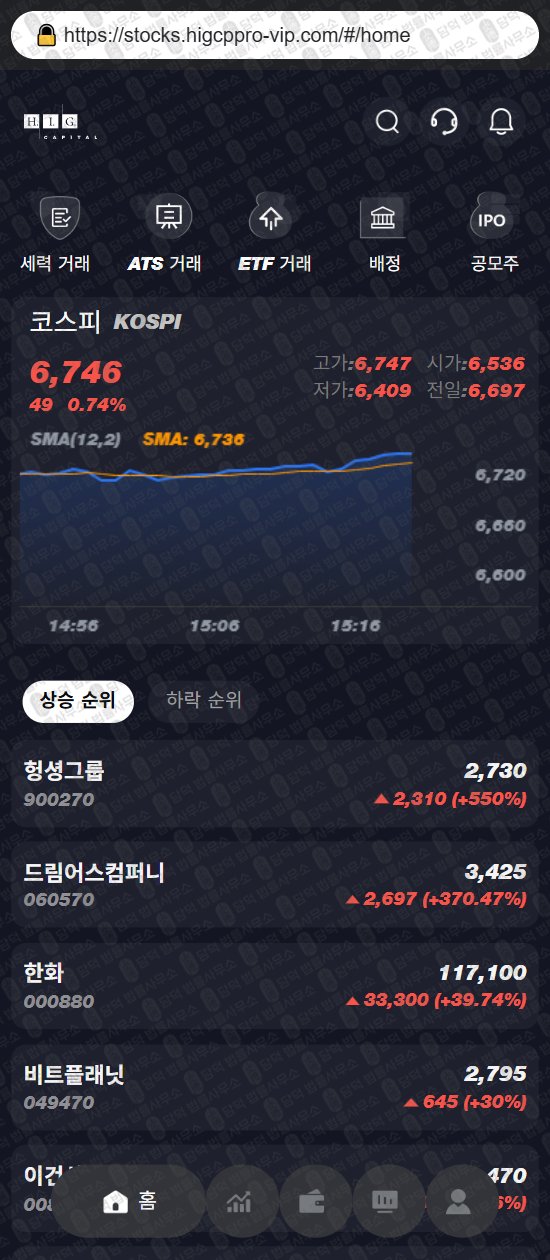 이 사진은 담덕법률사무소에서 캡쳐해둔 사칭(HIG CAPITAL) 웹사이트 캡쳐 사진이며 URL은 higcppro-vip.com 입니다.
