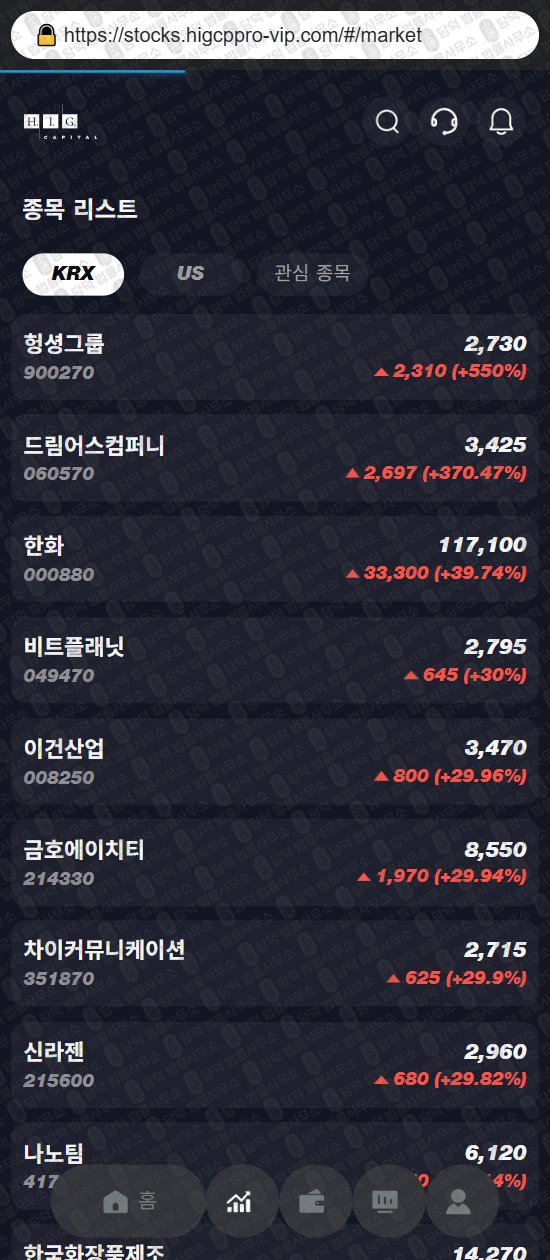 이 사진은 담덕법률사무소에서 캡쳐해둔 사칭(HIG CAPITAL) 웹사이트 캡쳐 사진이며 URL은 higcppro-vip.com 입니다.