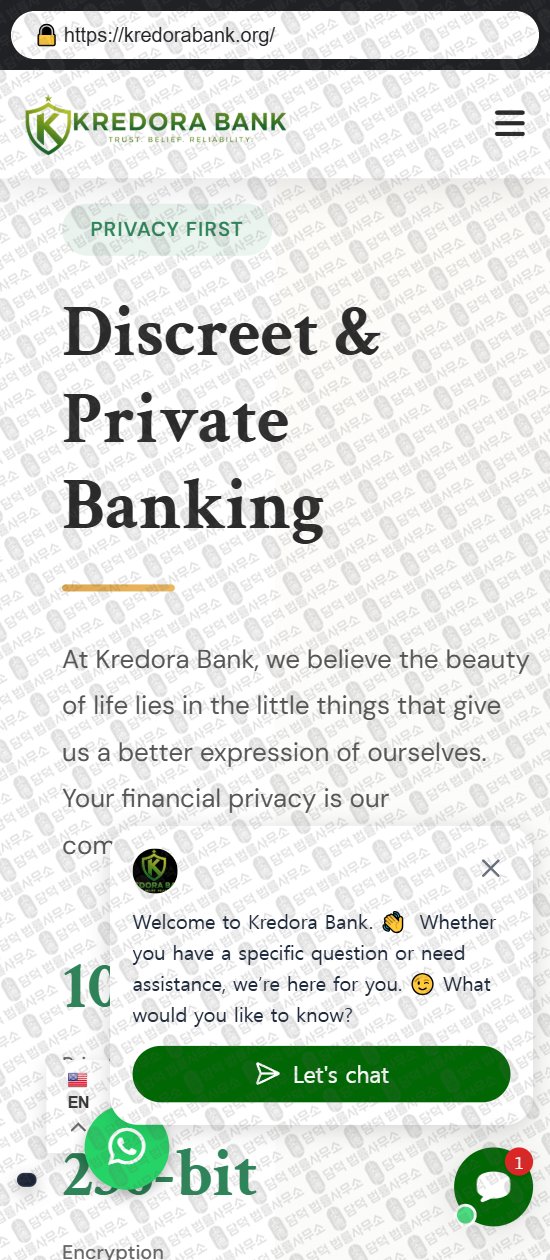 이 사진은 담덕법률사무소에서 캡쳐해둔 은행(Kredora Bank) 웹사이트 캡쳐 사진이며 URL은 kredorabank.org 입니다.