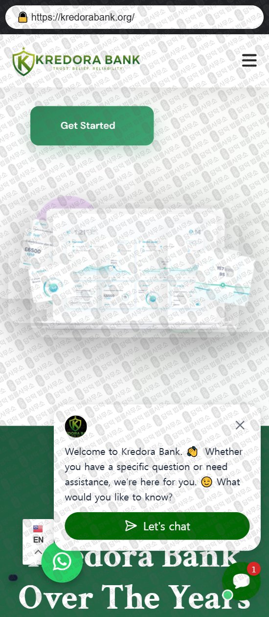 이 사진은 담덕법률사무소에서 캡쳐해둔 은행(Kredora Bank) 웹사이트 캡쳐 사진이며 URL은 kredorabank.org 입니다.
