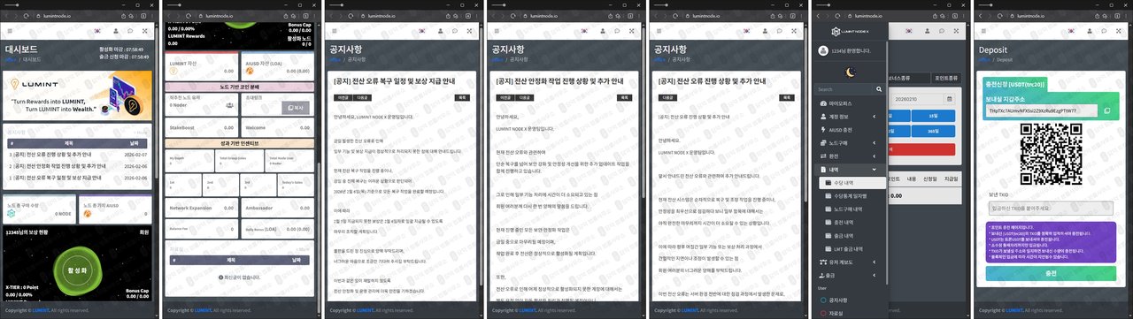 이 사진은 담덕법률사무소에서 캡쳐해둔 사칭(LUMINT NODE) 웹사이트 캡쳐 사진이며 URL은 lumintnode.io 입니다.