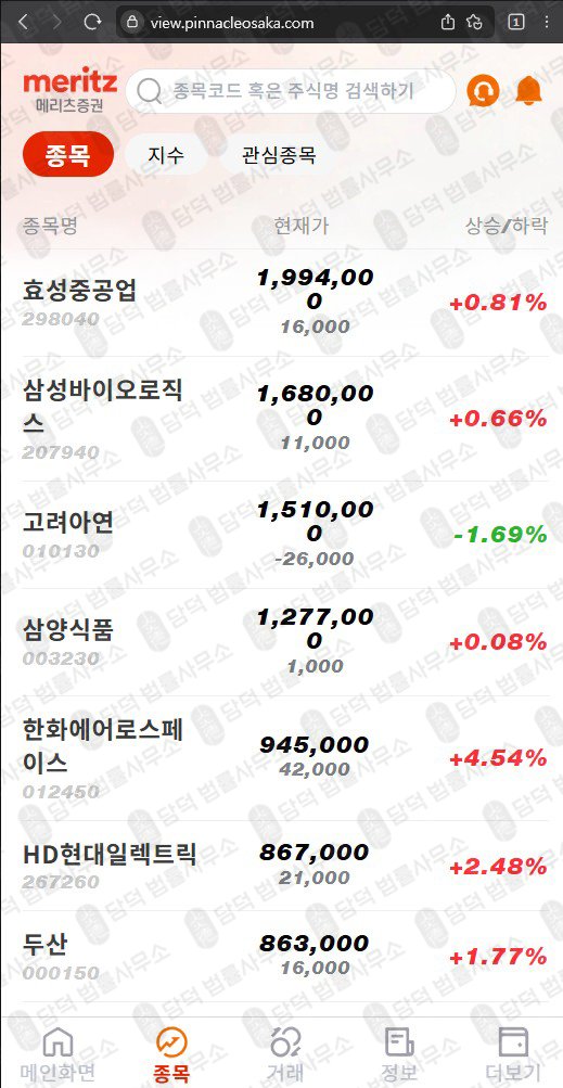 이 사진은 담덕법률사무소에서 캡쳐해둔 메리츠증권(Meritz) 웹사이트 캡쳐 사진이며 URL은 mobile.kr 입니다.