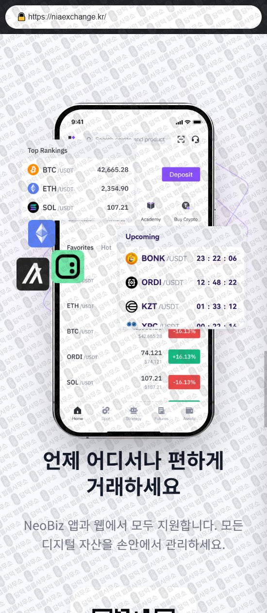 이 사진은 담덕법률사무소에서 캡쳐해둔 위장(URL) 웹사이트 캡쳐 사진이며 URL은 niaexchange.kr 입니다.