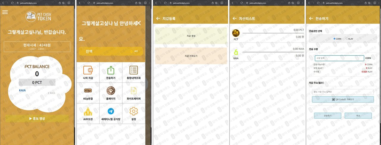 이 사진은 담덕법률사무소에서 캡쳐해둔 접근(PCT) 웹사이트 캡쳐 사진이며 URL은 petcashtoken.com 입니다.