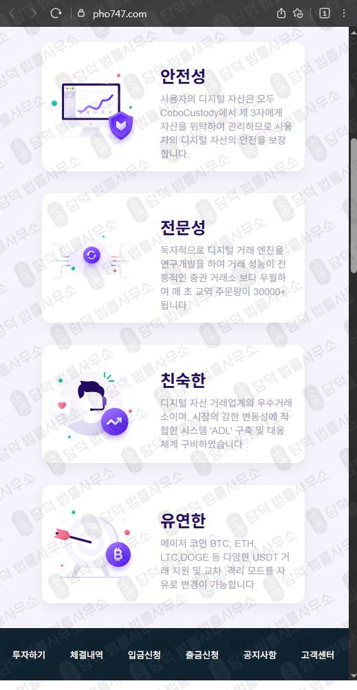 이 사진은 담덕법률사무소에서 캡쳐해둔 더페이(URL) 웹사이트 캡쳐 사진이며 URL은 pho747.com 입니다.