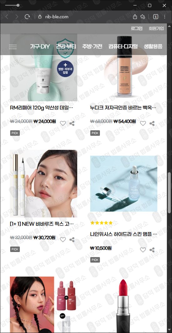 이 사진은 담덕법률사무소에서 캡쳐해둔 리블(Ribble) 웹사이트 캡쳐 사진이며 URL은 rib-ble.com 입니다.