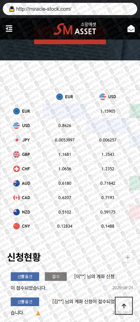 이 사진은 담덕법률사무소에서 캡쳐해둔 소망(SM ASSET) 웹사이트 캡쳐 사진이며 URL은 miracle-stock.com 입니다.