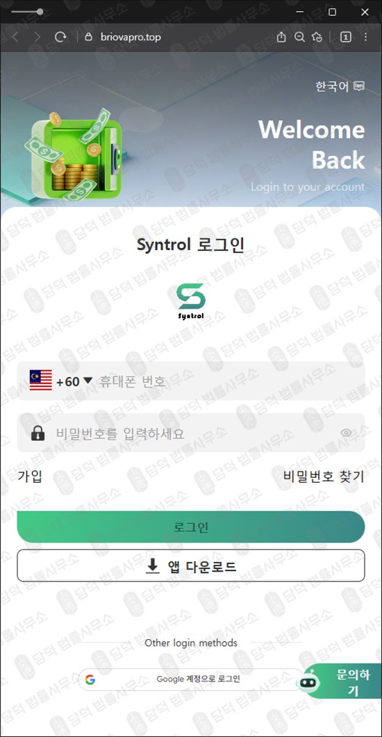 이 사진은 담덕법률사무소에서 캡쳐해둔 싱트롤(Syntrol) 웹사이트 캡쳐 사진이며 URL은 google.com 입니다.