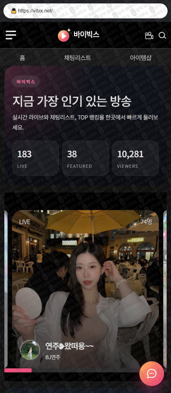 이 사진은 담덕법률사무소에서 캡쳐해둔 바이빅스(VIBIX) 웹사이트 캡쳐 사진이며 URL은 takemetv.com 입니다.